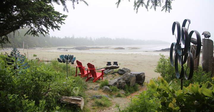 Mere steps from our room at the Wickaninnish Inn was the beach.