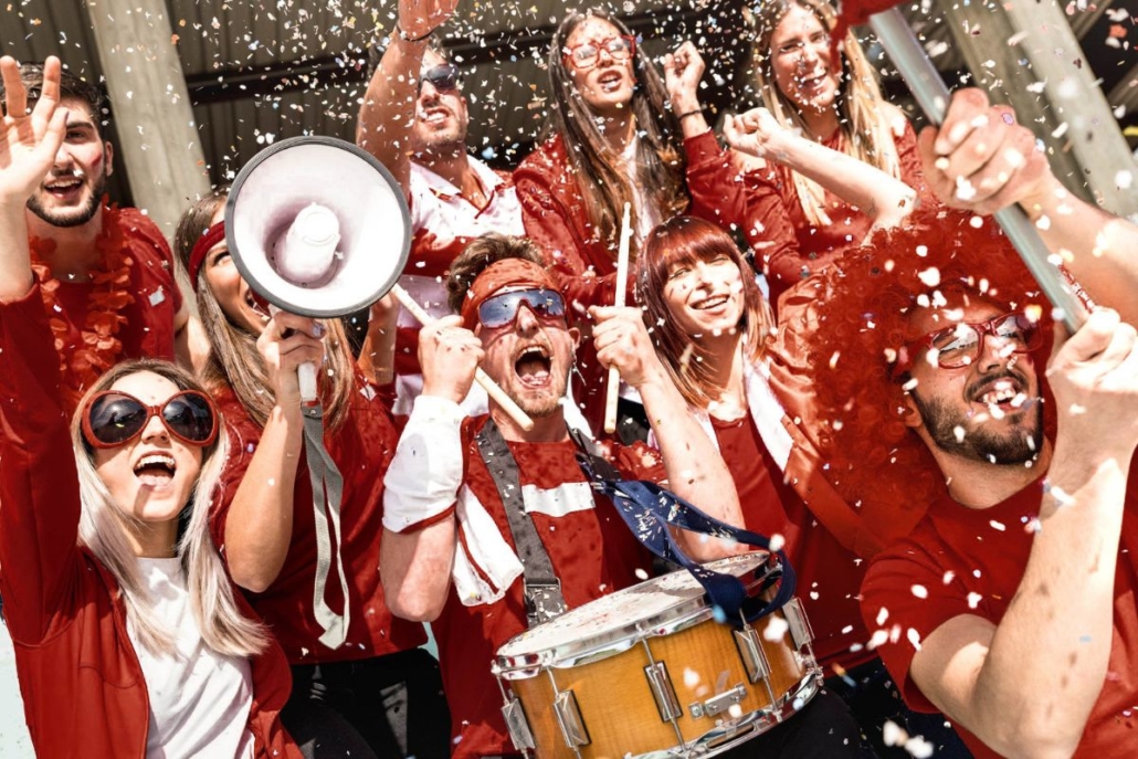 crimson football fans cheering