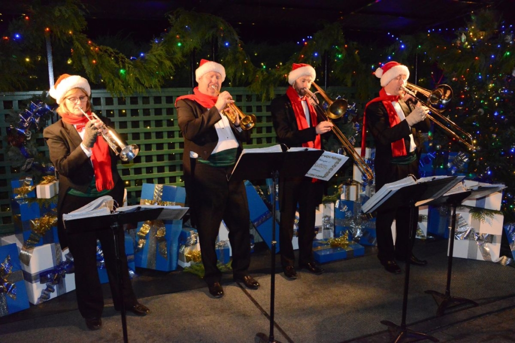Brass Band during the Magic of Christmas. Photo Provided by The Butchart Gardens