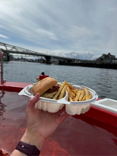 Lunch in a hot tub boat