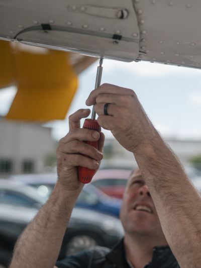 Jimmy working on plane