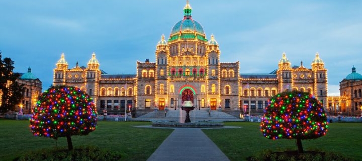 Christmas at the Parliament Buildings in Victoria BC